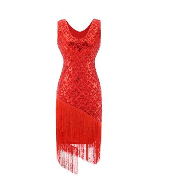 Czerwona Sukienka Plus Size W Stylu Vintage Z Lat 20