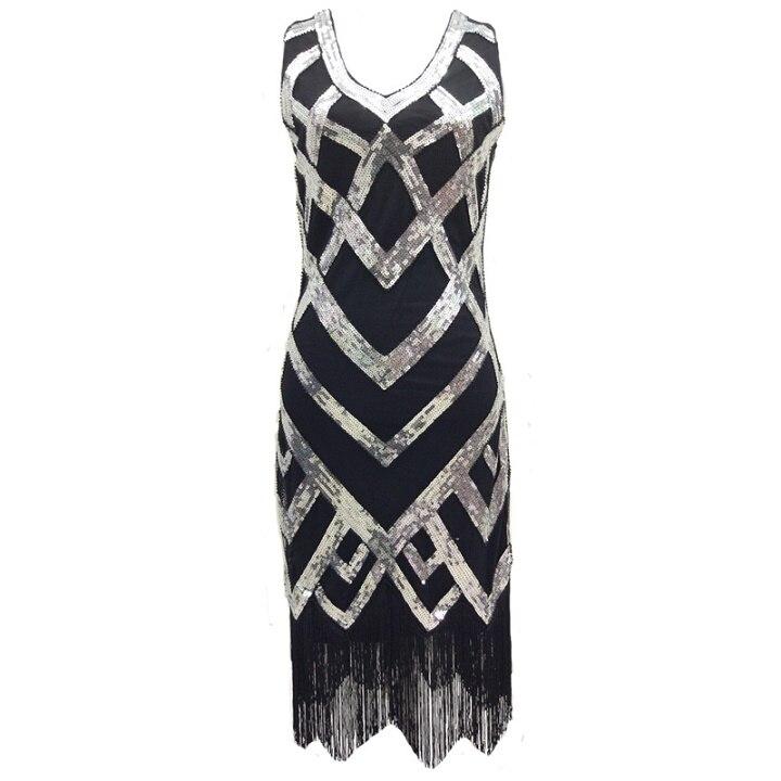 Sukienka Vintage Z Lat 20. XX Wieku Czarno-Srebrna