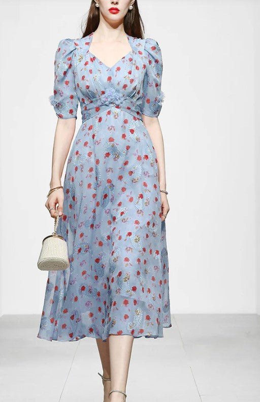 Sukienka Z Lat 40. Niebieska