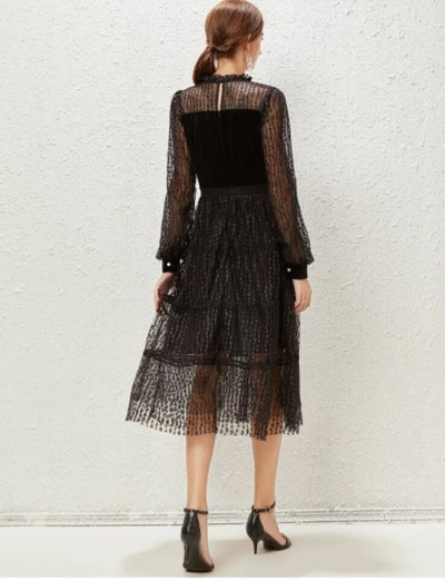 Czarna Koronkowa Sukienka Z Lat 40. Vintage Chic