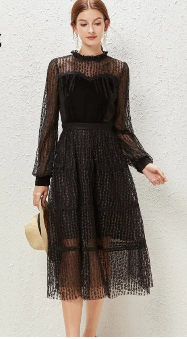 Czarna Koronkowa Sukienka Z Lat 40. Vintage Chic