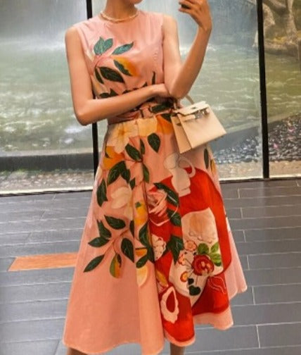 Różowa Sukienka W Kwiaty Z Lat 40