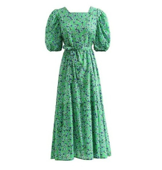 Zielona Sukienka W Kwiaty Z Lat 40