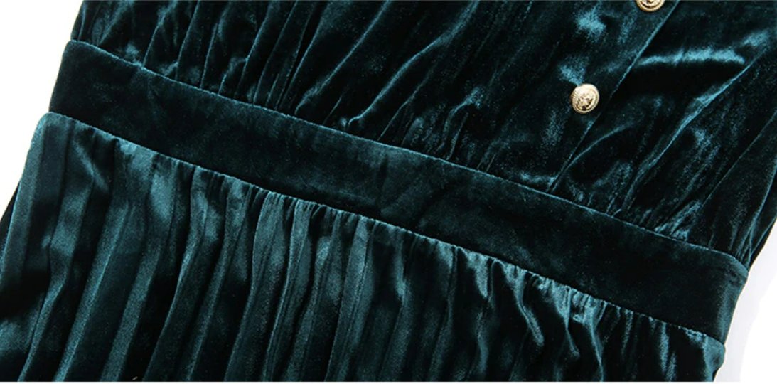 Zielona Aksamitna Sukienka Z Lat 40