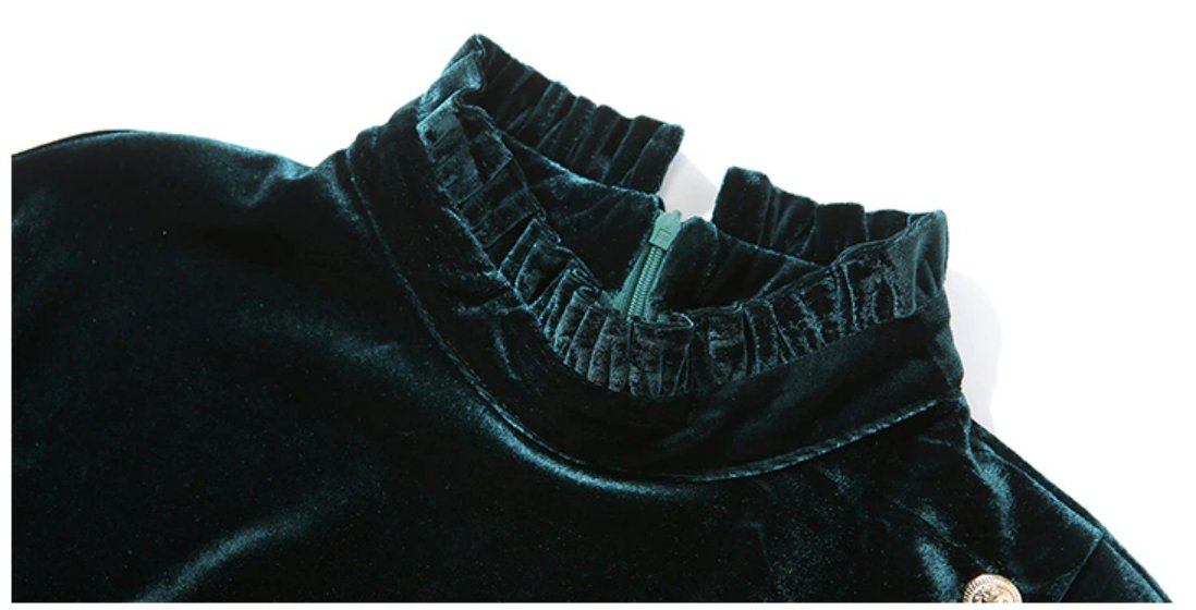 Zielona Aksamitna Sukienka Z Lat 40