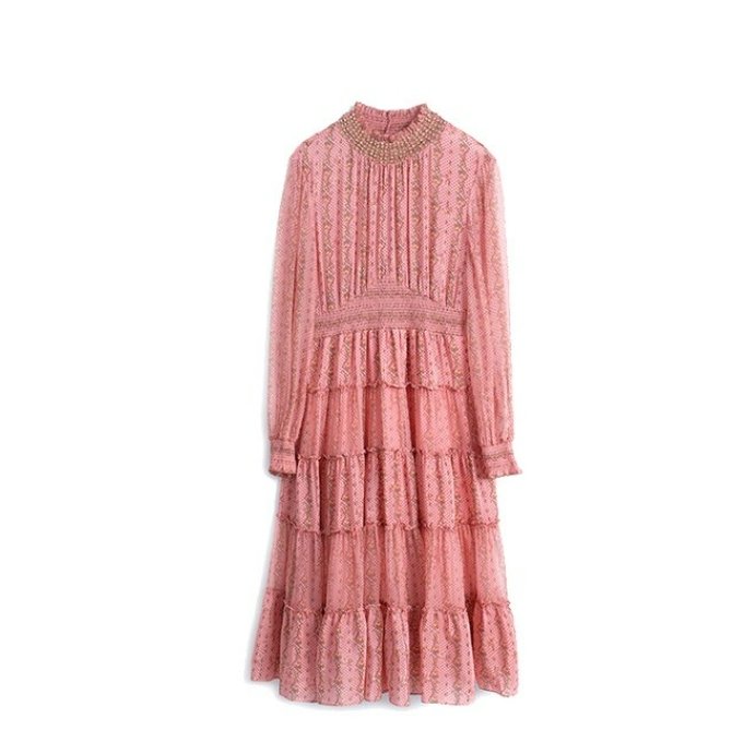 Jasnoróżowa Sukienka Vintage Z Lat 40