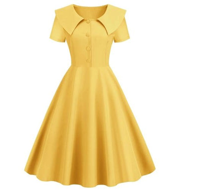 Żółta Sukienka Z Lat 50