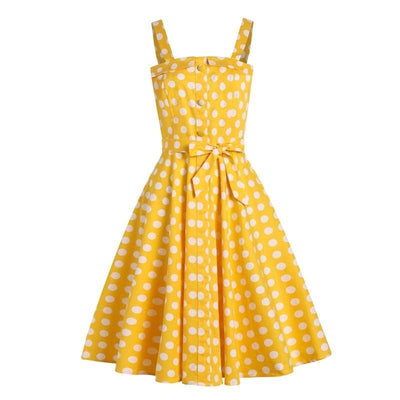 Żółta Sukienka W Groszki Z Lat 50