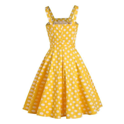 Żółta Sukienka W Groszki Z Lat 50