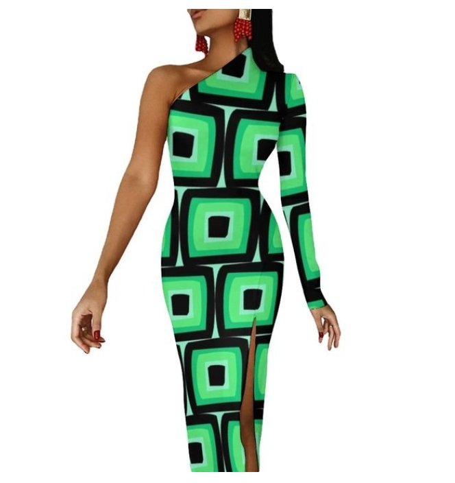 Zielona Sukienka Z Lat 70