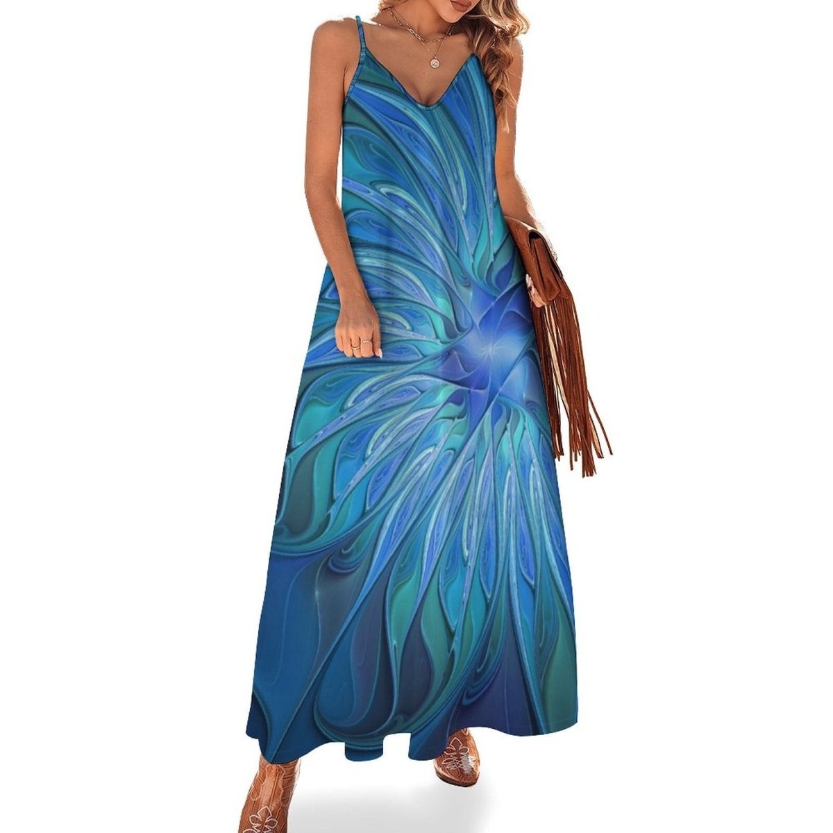 Niebieska Sukienka Z Lat 70