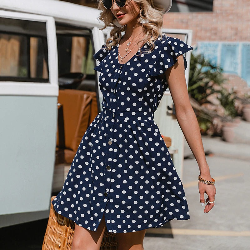 Granatowa Sukienka W Stylu Vintage