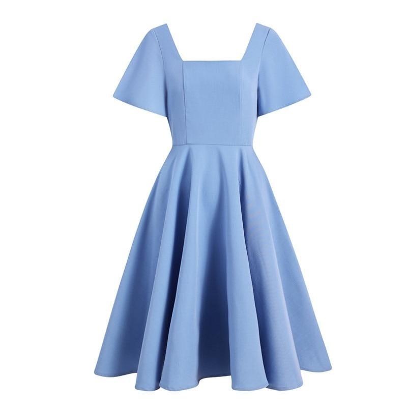 Pastelowa Niebieska Sukienka Z Lat 50