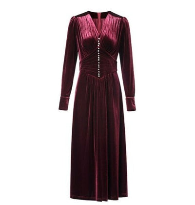 Bordowa Sukienka W Stylu Vintage Z Lat 40