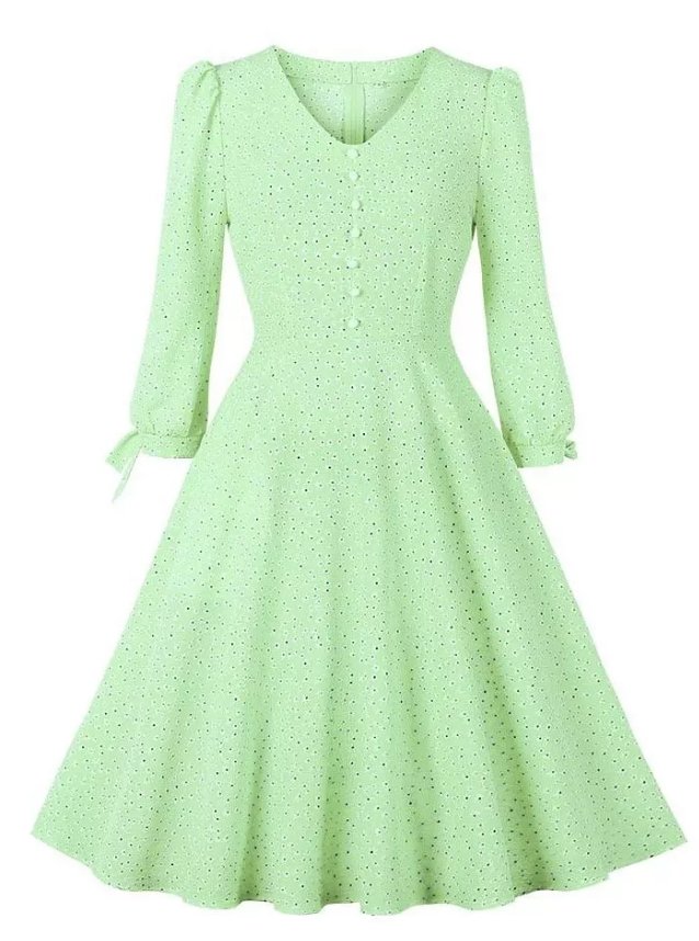 Zapinana Na Guziki Sukienka W Stylu Vintage