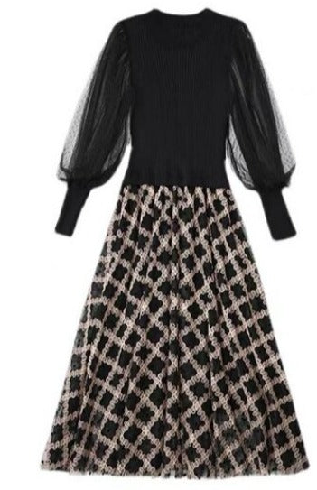 Czarna Sukienka W Kratę Vintage Z Lat 40