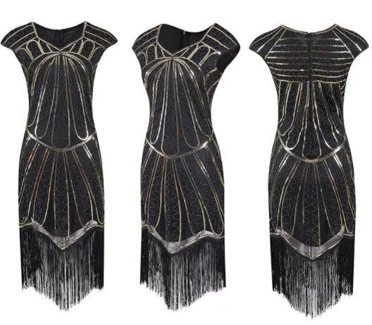 Złota Sukienka Charleston Z Lat 20. XX Wieku