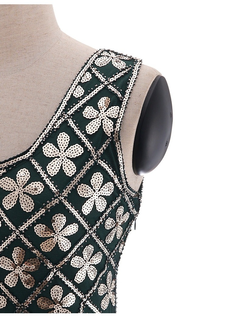 Sukienka Charleston Z Lat 20. - Zielono-Złota