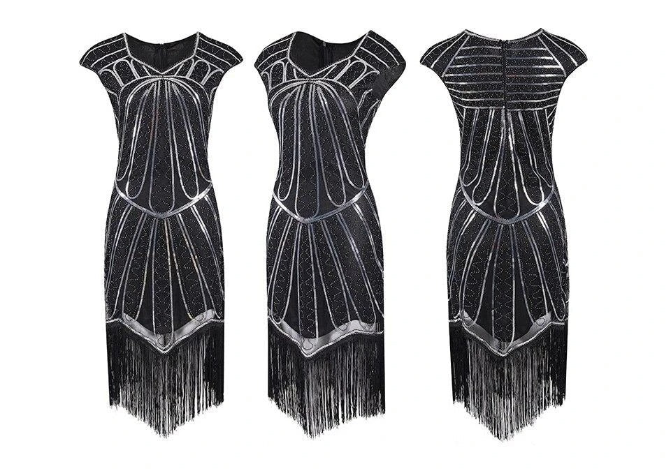 Srebrna Sukienka Charleston Z Lat 20. XX Wieku