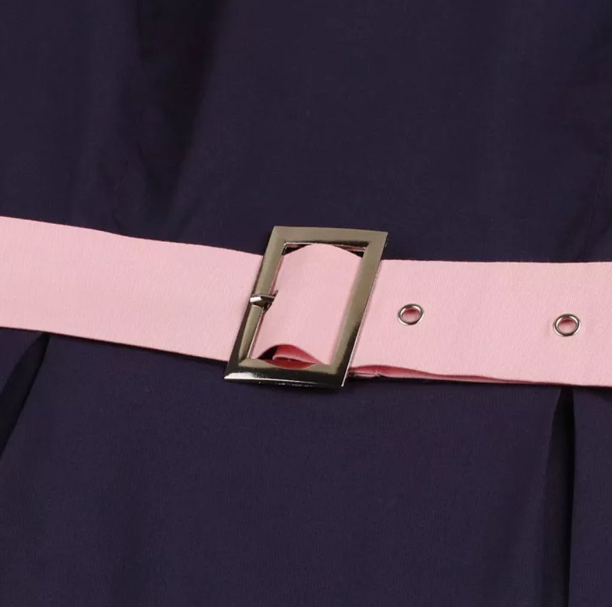 Różowa Sukienka Fartuszek Z Lat 60