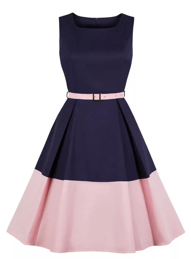 Różowa Sukienka Fartuszek Z Lat 60