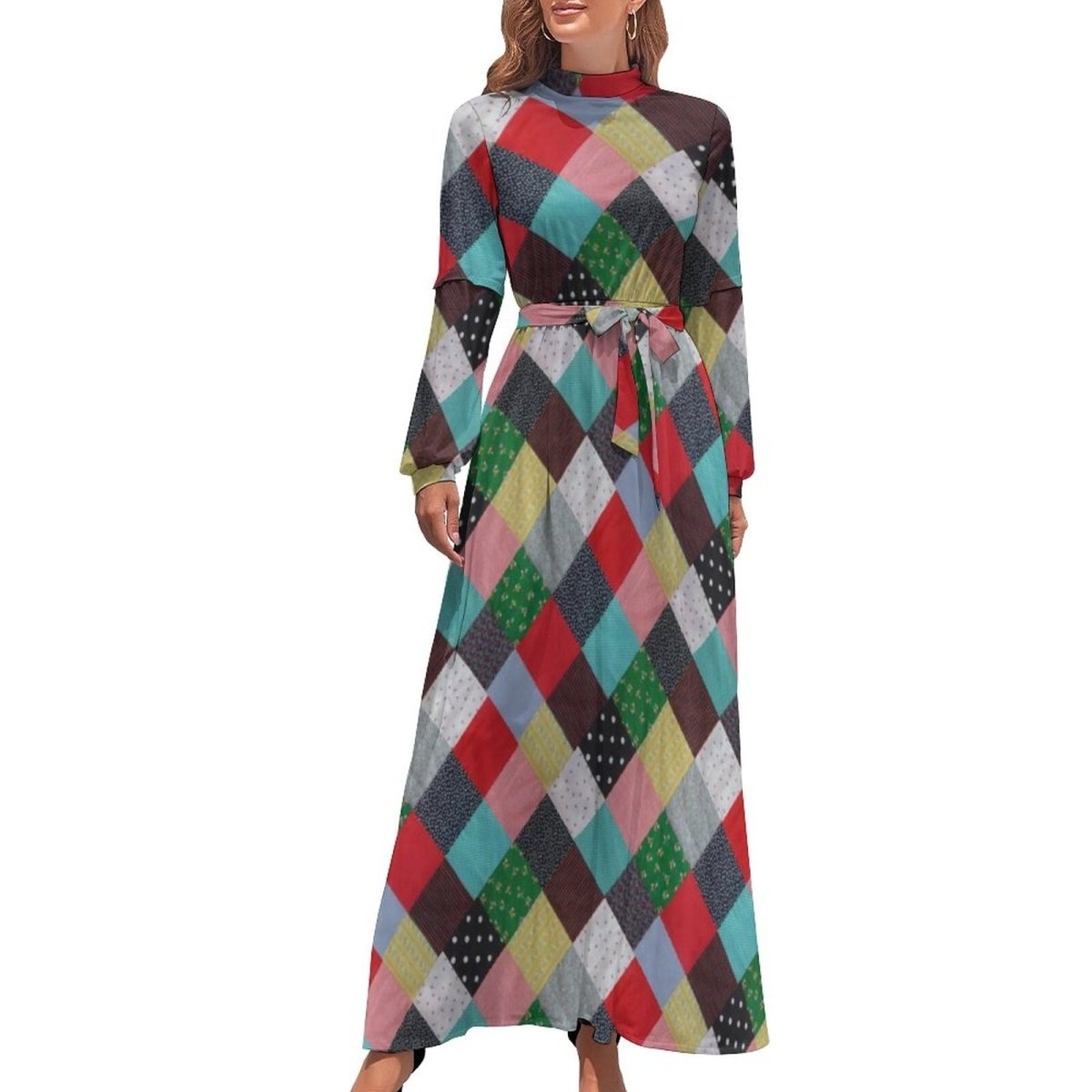 Szykowna Sukienka Z Długimi Rękawami W Stylu Lat 70