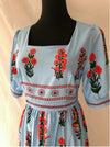 Krótka Sukienka Vintage W Kwiaty, Niebieska