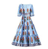 Krótka Sukienka Vintage W Kwiaty, Niebieska