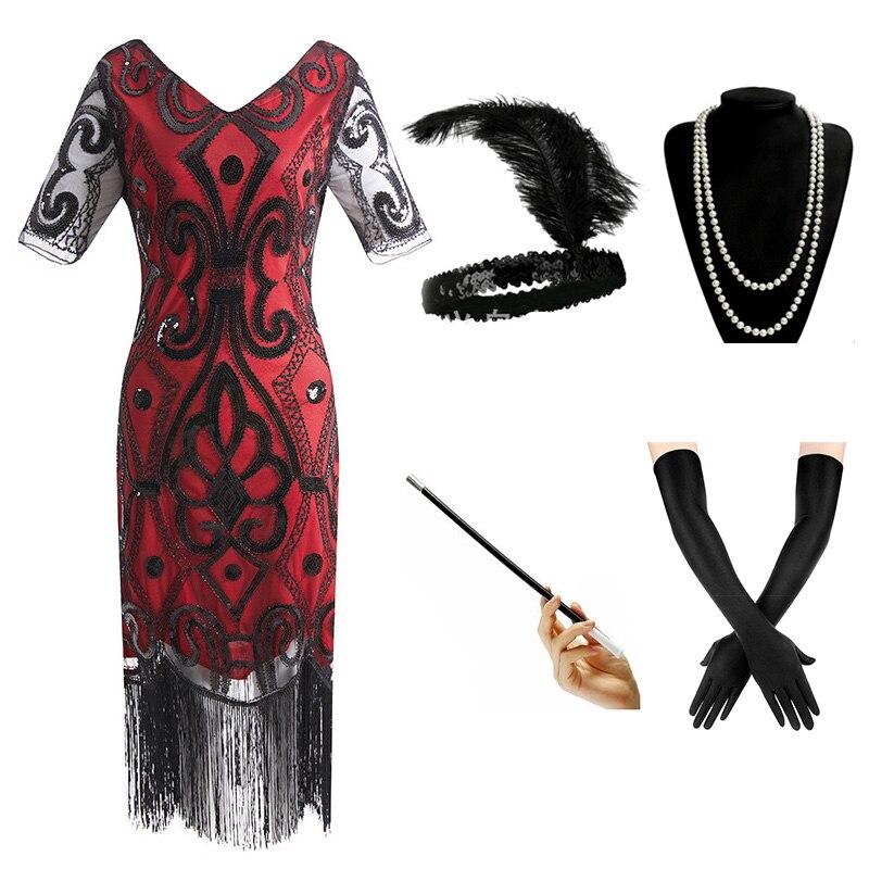 Czerwona Sukienka Imprezowa Z Lat 20