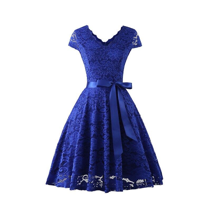 Niebieska Koronkowa Sukienka Imprezowa Z Lat 50