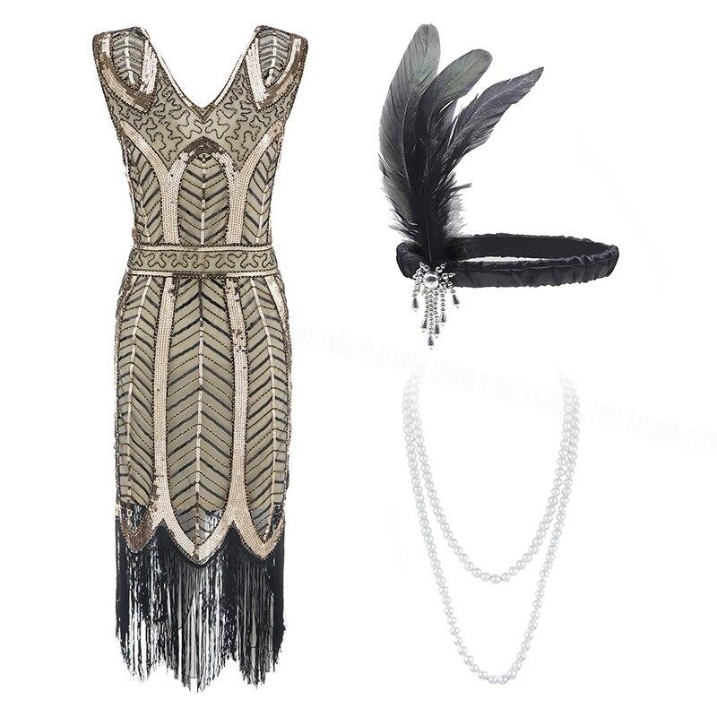 Sukienka Z Lat 20. I 30. Beżowa