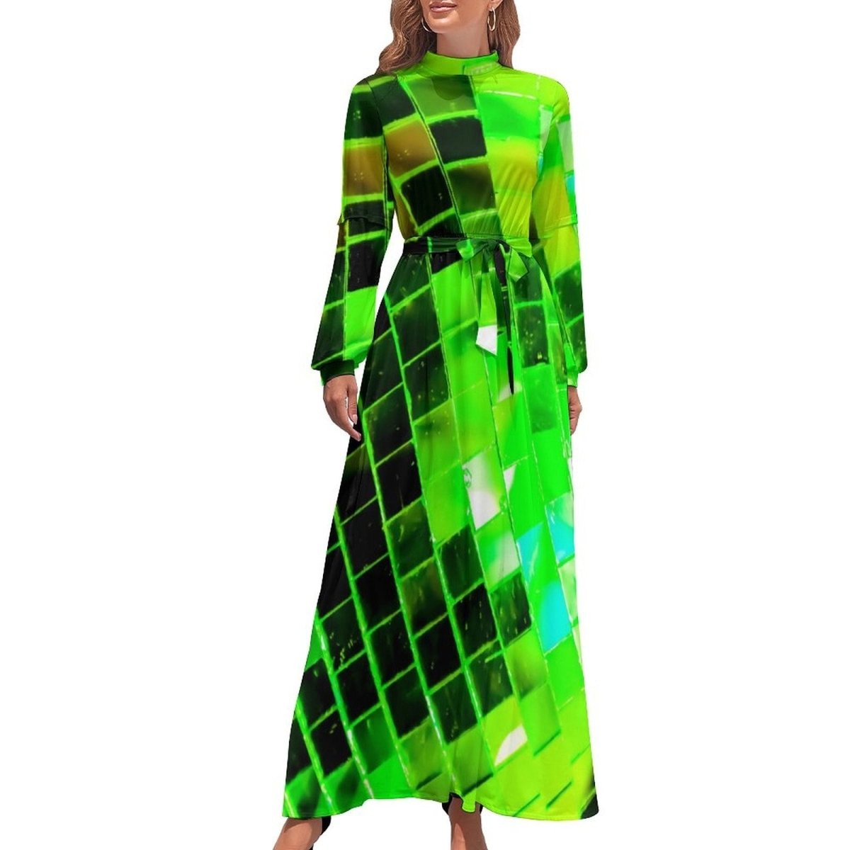 Zielona Sukienka Disco Z Lat 70