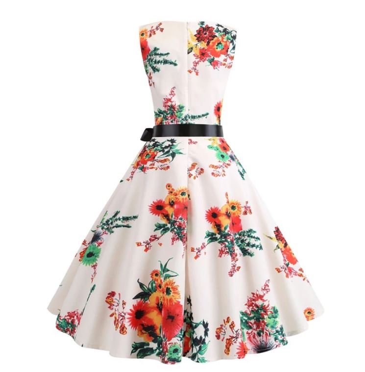 Rozkloszowana Sukienka Vintage W Kolorze Beżowo-Różowym