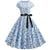 Niebieska Rozkloszowana Sukienka W Stylu Vintage
