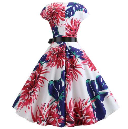 Rozkloszowana Sukienka Vintage W Duże Kwiaty