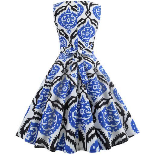 Czarno-Niebieska Sukienka Z Lat 50