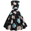 Sukienka Vintage Flare Czarne Kwiaty