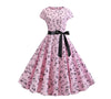 Wiosenna Różowa Sukienka Rozkloszowana W Stylu Vintage