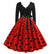 Czerwona Rozkloszowana Sukienka Vintage W Czarne Kropki