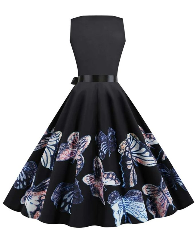 Fioletowa Rozkloszowana Sukienka Vintage