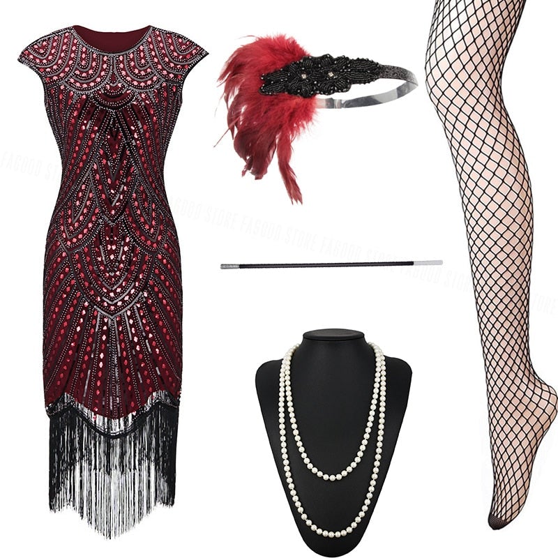 Czerwona Sukienka Gatsby Z Lat 20