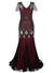 Burgundowa Długa Sukienka Haute Couture Gatsby