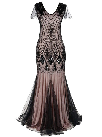 Różowa Długa Sukienka Gatsby Haute Couture
