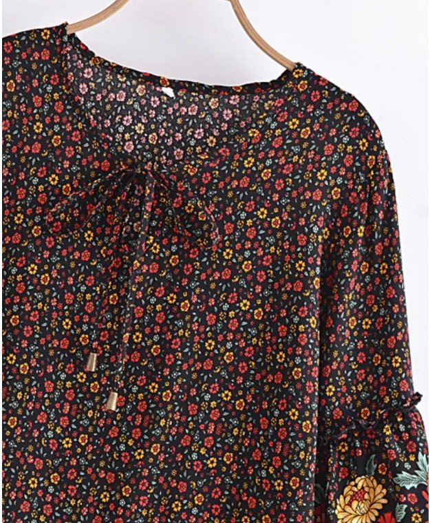 Czarna Sukienka Hipisowska Z Lat 70