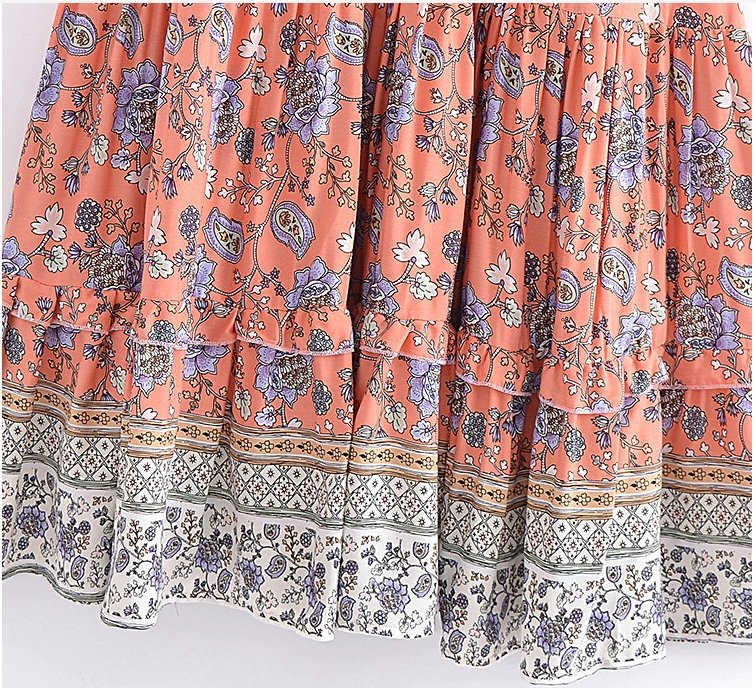 Różowa Sukienka Hipisowska Z Lat 70