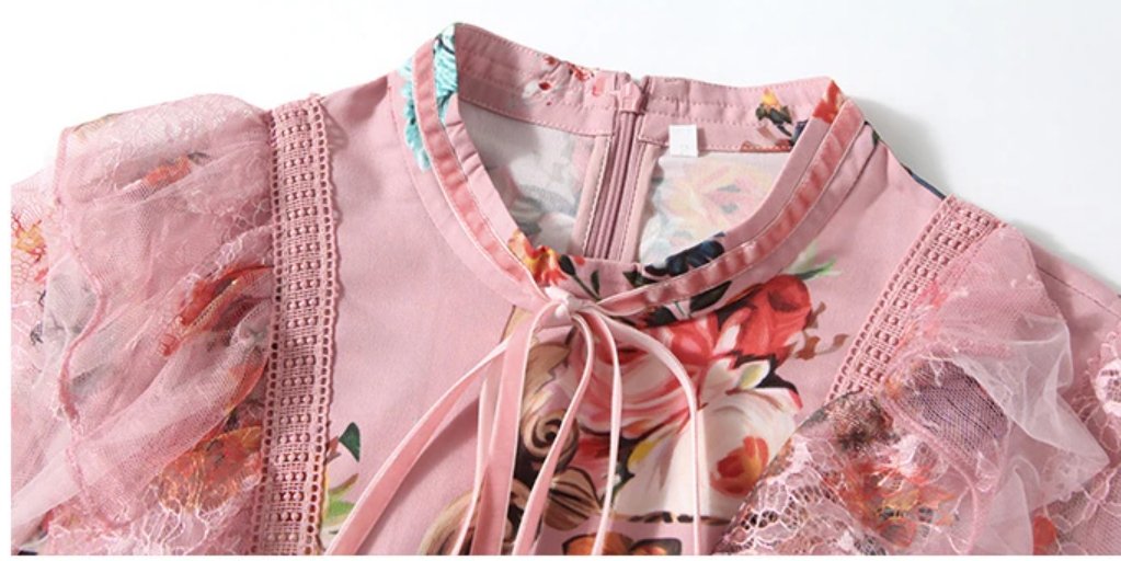 Różowa Sukienka Maxi W Kwiaty W Stylu Vintage