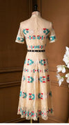 Długa Marszczona Sukienka W Stylu Vintage W Kolorze Szampana