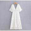 Biała Koronkowa Sukienka Maxi W Stylu Vintage