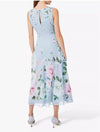 Niebieska Sukienka Maxi W Kwiaty W Stylu Vintage