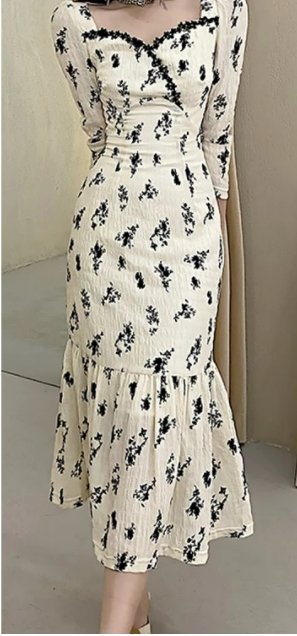 Kwiecista Sukienka Maxi W Stylu Vintage W Kolorze Khaki